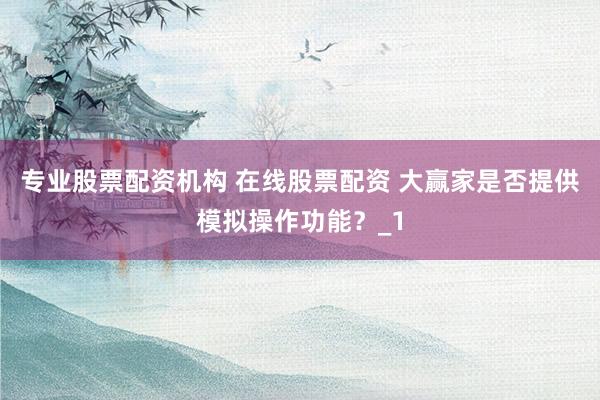 专业股票配资机构 在线股票配资 大赢家是否提供模拟操作功能?_1