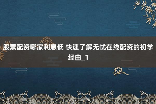 股票配资哪家利息低 快速了解无忧在线配资的初学经由_1